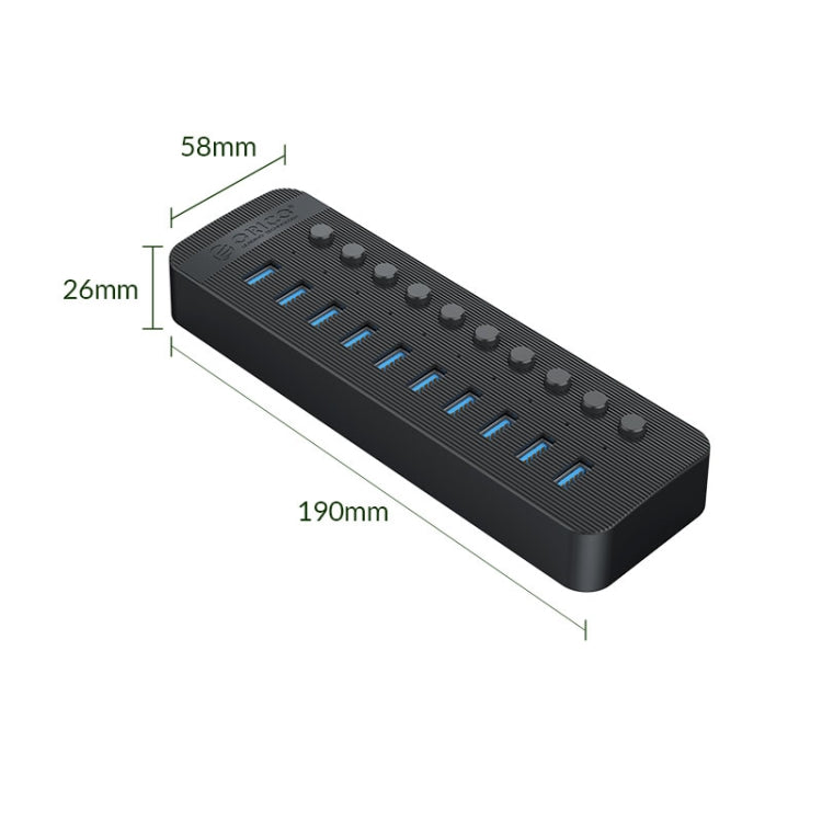 ORICO CT2U3-10AB-WH 10 In 1 Plastic Stripes Multi-Port USB HUB with Individual Switches,, CT2U3-10AB-BK AU Plug, CT2U3-10AB-WH AU Plug, CT2U3-10AB-BK UK Plug, CT2U3-10AB-WH UK Plug, CT2U3-10AB-BK EU Plug, CT2U3-10AB-WH EU Plug