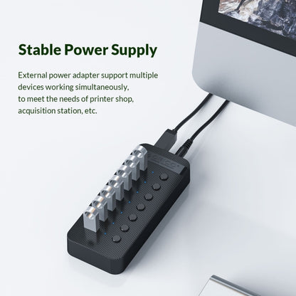 ORICO CT2U3-10AB-WH 10 In 1 Plastic Stripes Multi-Port USB HUB with Individual Switches,, CT2U3-10AB-BK AU Plug, CT2U3-10AB-WH AU Plug, CT2U3-10AB-BK UK Plug, CT2U3-10AB-WH UK Plug, CT2U3-10AB-BK EU Plug, CT2U3-10AB-WH EU Plug