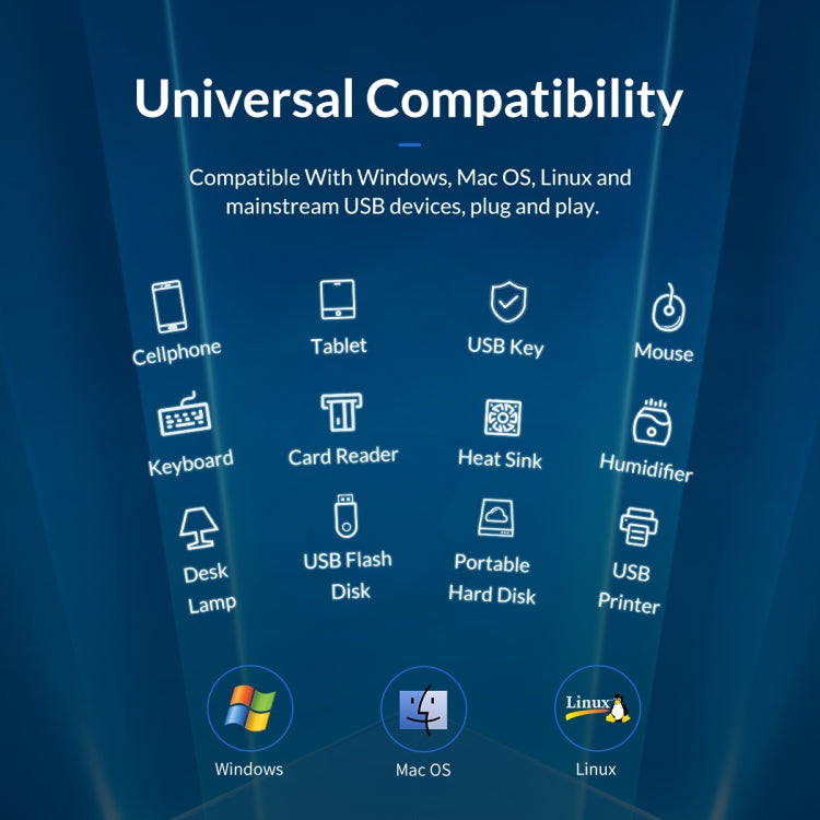 ORICO AT2U3-7AB-GY-BP 7 In 1 Aluminum Alloy Multi-Port USB HUB with Individual Switches,, EU Plug, UK Plug, AU Plug