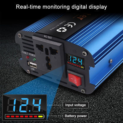 Carmaer 500W Car Smart Multi-function Digital Display Inverter Household Power Converter, 12V to 220V 500W, 24V to 220V 500W, 36V to 220V 500W, 48V to 220V 500W