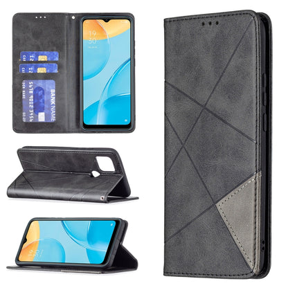 Rhombus Texture Horizontal Flip Magnetic Leather Case with Holder & Card Slots, For OPPO A7, For OPPO A15, For OPPO A54 4G / A55 5G, For OPPO A74 4G / F19 4G, For OPPO A74 5G / A93 5G / A54 5G, For OPPO A94 4G / Reno 5F / F19 Pro                       ...
