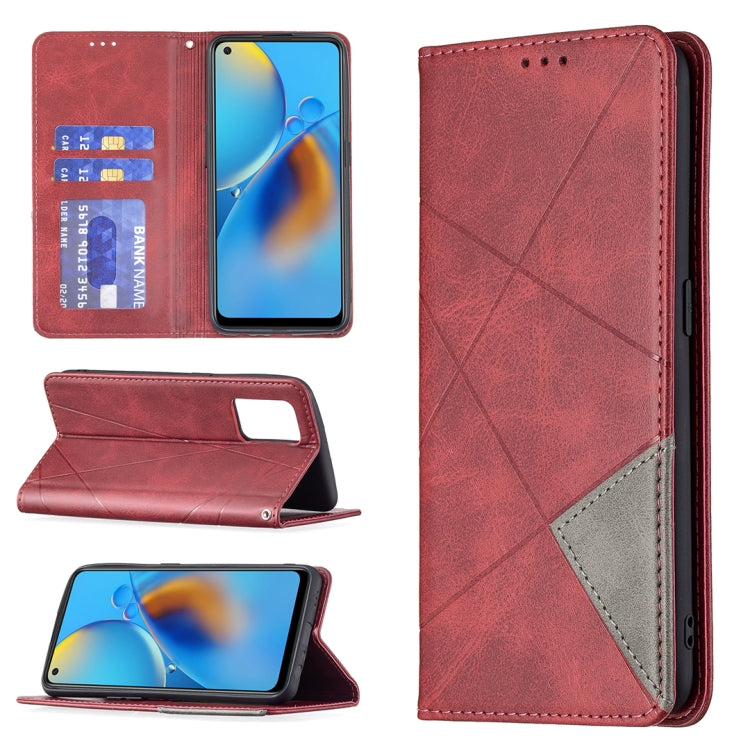 Rhombus Texture Horizontal Flip Magnetic Leather Case with Holder & Card Slots, For OPPO A7, For OPPO A15, For OPPO A54 4G / A55 5G, For OPPO A74 4G / F19 4G, For OPPO A74 5G / A93 5G / A54 5G, For OPPO A94 4G / Reno 5F / F19 Pro                       ...