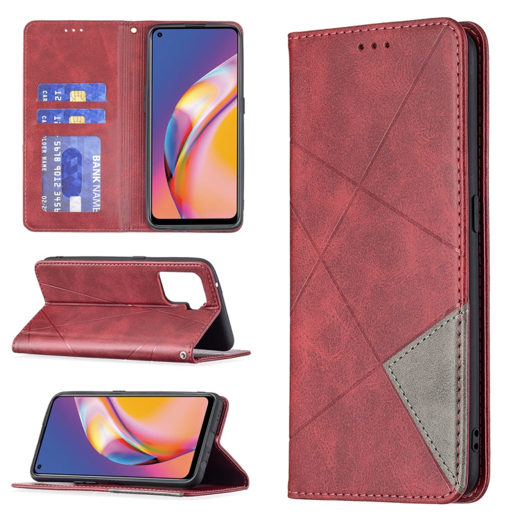 Rhombus Texture Horizontal Flip Magnetic Leather Case with Holder & Card Slots, For OPPO A7, For OPPO A15, For OPPO A54 4G / A55 5G, For OPPO A74 4G / F19 4G, For OPPO A74 5G / A93 5G / A54 5G, For OPPO A94 4G / Reno 5F / F19 Pro                       ...