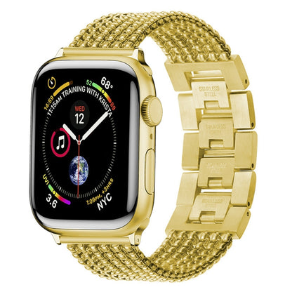 Six-chains Three-beads Steel Replacement Strap Watchband For Apple Watch Series, 7 41mm / 6 & SE & 5 & 4 40mm / 3 & 2 & 1 38mm, 7 45mm / 6 & SE & 5 & 4 44mm / 3 & 2 & 1 42mm