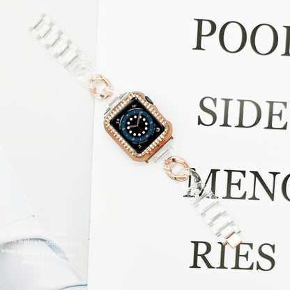 Transparent Cowboy Chain Replacement Strap Watchband For Apple Watch Series, 7 41mm / 6 & SE & 5 & 4 40mm / 3 & 2 & 1 38mm, 7 45mm / 6 & SE & 5 & 4 44mm / 3 & 2 & 1 42mm