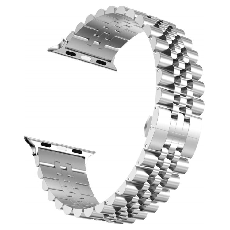 Women Five Beads Stainless Steel Replacement Watchband Width: 20mm  For Apple Watch Series, 7 45mm / 6 & SE & 5 & 4 44mm / 3 & 2 & 1 42mm, 7 41mm / 6 & SE & 5 & 4 40mm / 3 & 2 & 1 38mm