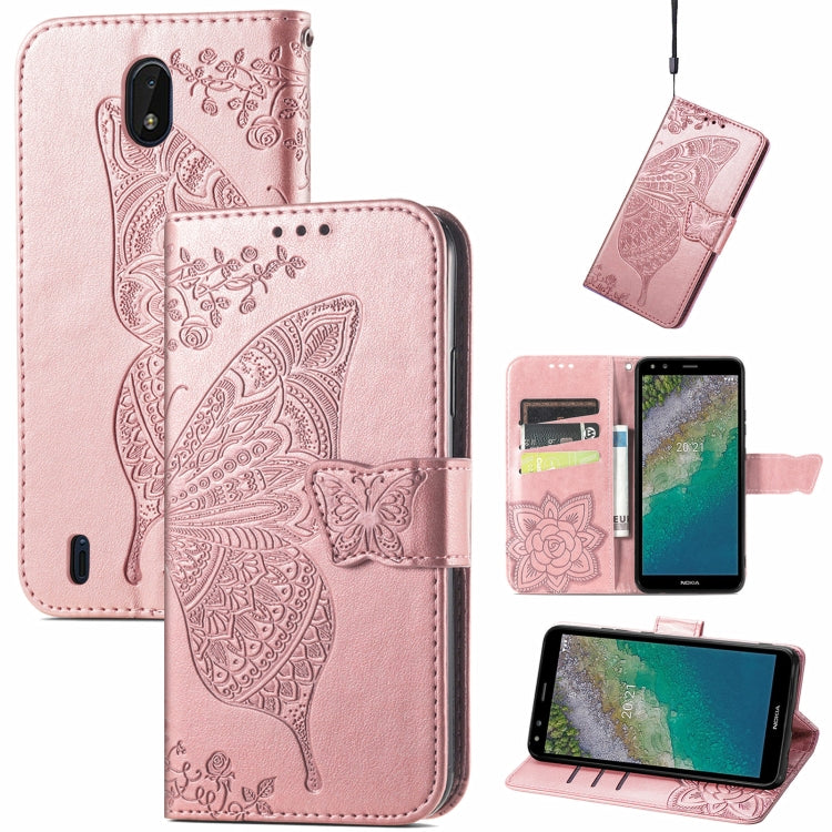 Butterfly Love Flowers Embossed Horizontal Flip Leather Case with Holder & Card Slots & Wallet & Lanyard, For Nokia C01 Plus, For Nokia XR20, For Oukitel C21, For OnePlus Nord 2 5G, For ZTE Blade A51, For ZTE Blade A71