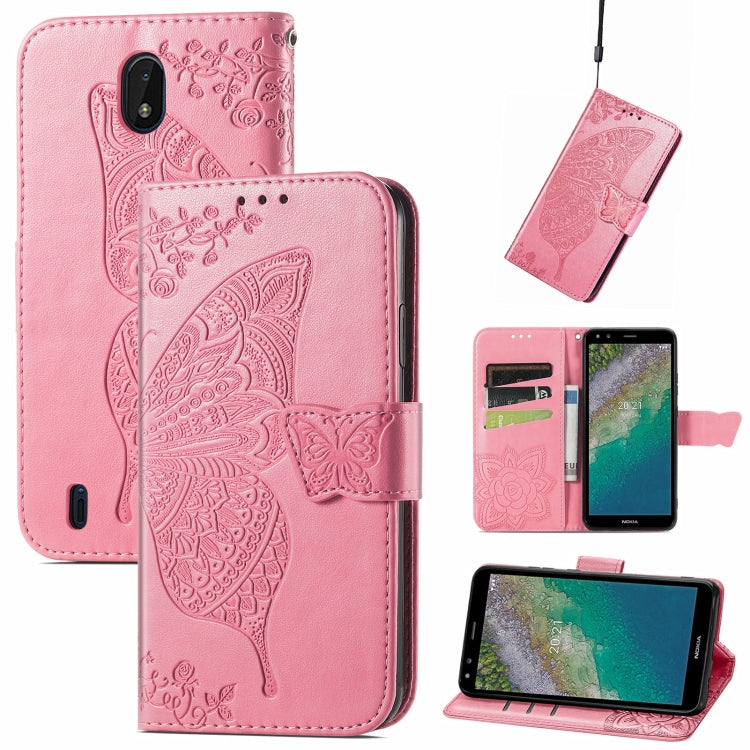 Butterfly Love Flowers Embossed Horizontal Flip Leather Case with Holder & Card Slots & Wallet & Lanyard, For Nokia C01 Plus, For Nokia XR20, For Oukitel C21, For OnePlus Nord 2 5G, For ZTE Blade A51, For ZTE Blade A71