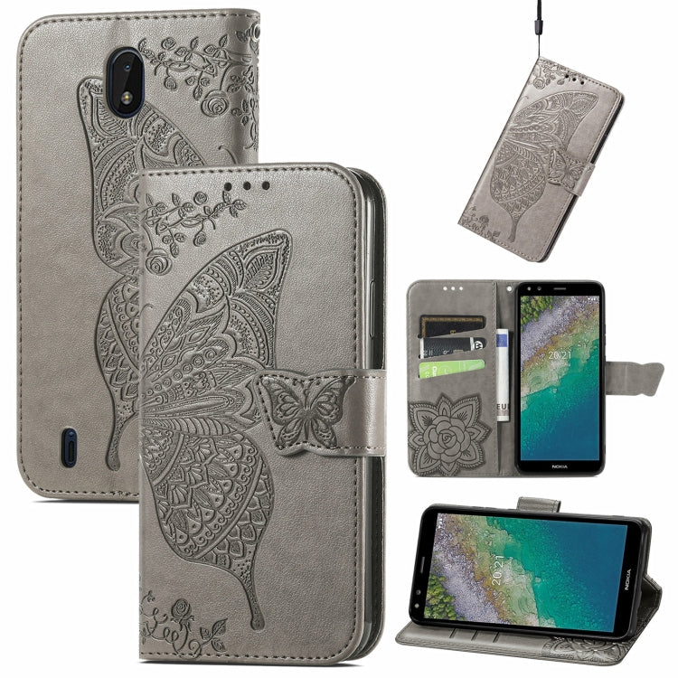 Butterfly Love Flowers Embossed Horizontal Flip Leather Case with Holder & Card Slots & Wallet & Lanyard, For Nokia C01 Plus, For Nokia XR20, For Oukitel C21, For OnePlus Nord 2 5G, For ZTE Blade A51, For ZTE Blade A71