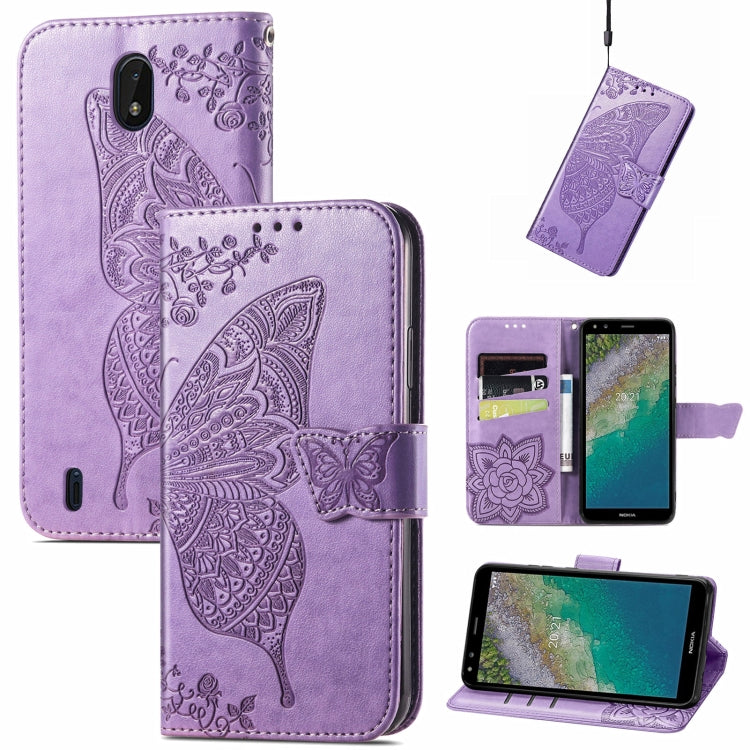 Butterfly Love Flowers Embossed Horizontal Flip Leather Case with Holder & Card Slots & Wallet & Lanyard, For Nokia C01 Plus, For Nokia XR20, For Oukitel C21, For OnePlus Nord 2 5G, For ZTE Blade A51, For ZTE Blade A71