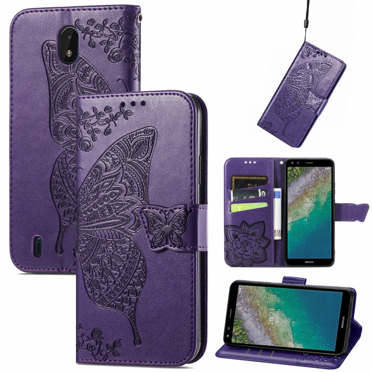 Butterfly Love Flowers Embossed Horizontal Flip Leather Case with Holder & Card Slots & Wallet & Lanyard, For Nokia C01 Plus, For Nokia XR20, For Oukitel C21, For OnePlus Nord 2 5G, For ZTE Blade A51, For ZTE Blade A71