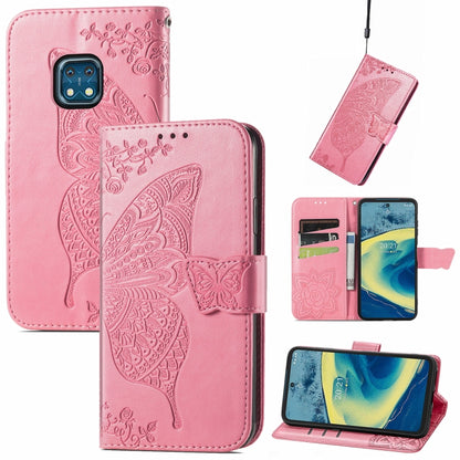Butterfly Love Flowers Embossed Horizontal Flip Leather Case with Holder & Card Slots & Wallet & Lanyard, For Nokia C01 Plus, For Nokia XR20, For Oukitel C21, For OnePlus Nord 2 5G, For ZTE Blade A51, For ZTE Blade A71