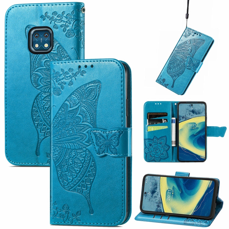 Butterfly Love Flowers Embossed Horizontal Flip Leather Case with Holder & Card Slots & Wallet & Lanyard, For Nokia C01 Plus, For Nokia XR20, For Oukitel C21, For OnePlus Nord 2 5G, For ZTE Blade A51, For ZTE Blade A71