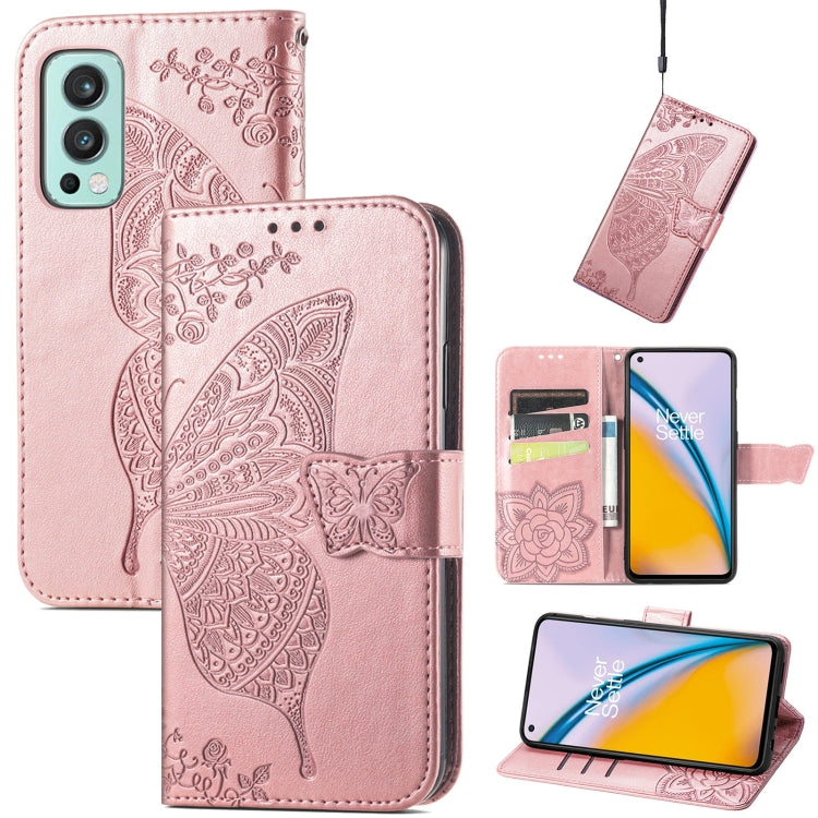 Butterfly Love Flowers Embossed Horizontal Flip Leather Case with Holder & Card Slots & Wallet & Lanyard, For Nokia C01 Plus, For Nokia XR20, For Oukitel C21, For OnePlus Nord 2 5G, For ZTE Blade A51, For ZTE Blade A71