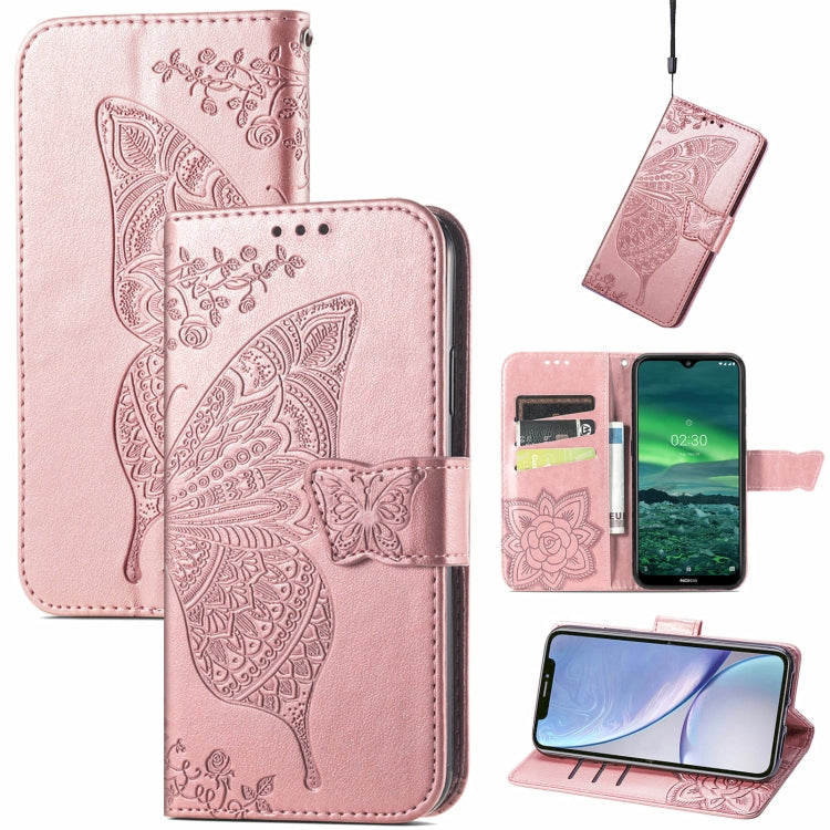 Butterfly Love Flowers Embossed Horizontal Flip Leather Case with Holder & Card Slots & Wallet & Lanyard, For Nokia C01 Plus, For Nokia XR20, For Oukitel C21, For OnePlus Nord 2 5G, For ZTE Blade A51, For ZTE Blade A71
