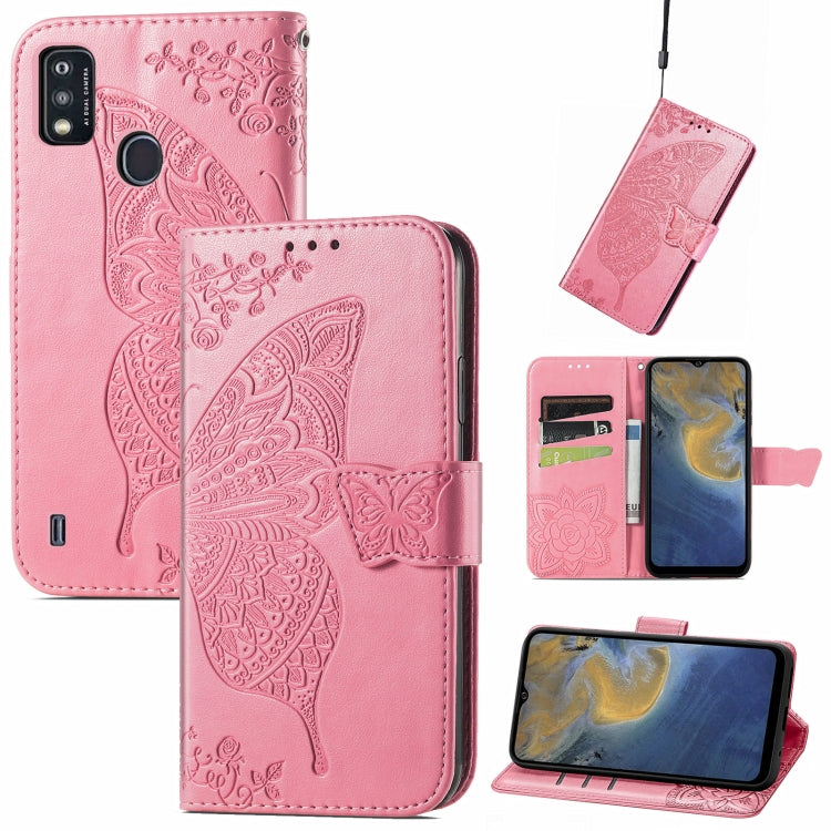 Butterfly Love Flowers Embossed Horizontal Flip Leather Case with Holder & Card Slots & Wallet & Lanyard, For Nokia C01 Plus, For Nokia XR20, For Oukitel C21, For OnePlus Nord 2 5G, For ZTE Blade A51, For ZTE Blade A71