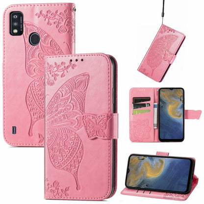 Butterfly Love Flowers Embossed Horizontal Flip Leather Case with Holder & Card Slots & Wallet & Lanyard, For Nokia C01 Plus, For Nokia XR20, For Oukitel C21, For OnePlus Nord 2 5G, For ZTE Blade A51, For ZTE Blade A71