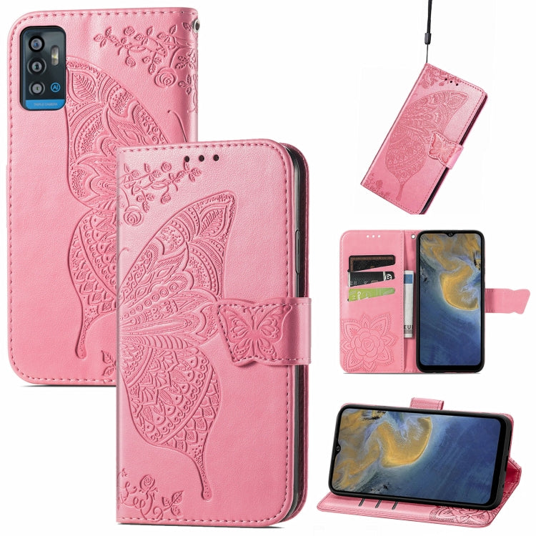 Butterfly Love Flowers Embossed Horizontal Flip Leather Case with Holder & Card Slots & Wallet & Lanyard, For Nokia C01 Plus, For Nokia XR20, For Oukitel C21, For OnePlus Nord 2 5G, For ZTE Blade A51, For ZTE Blade A71