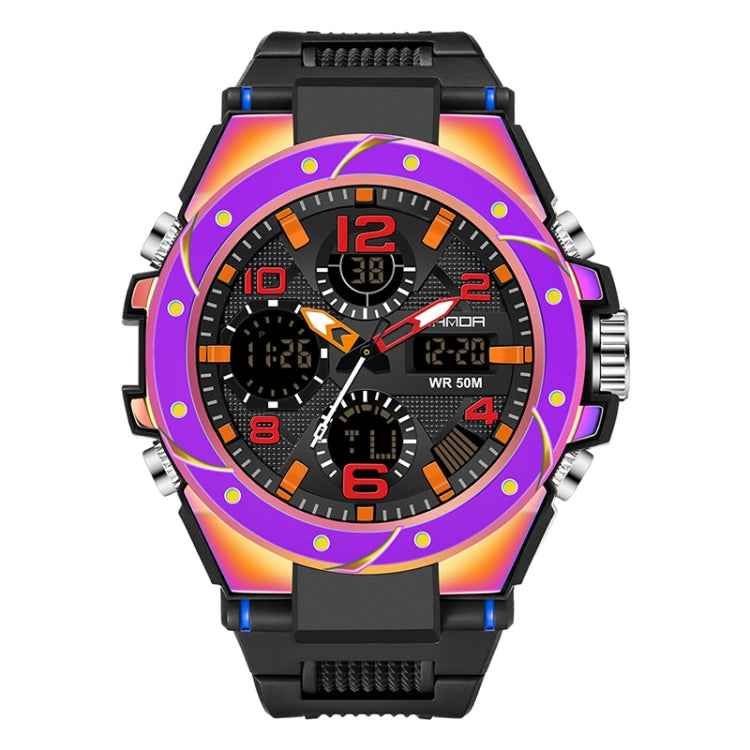 Montre de sport à quartz pour hommes SANDA avec double affichage numérique, chronomètre lumineux et réveil