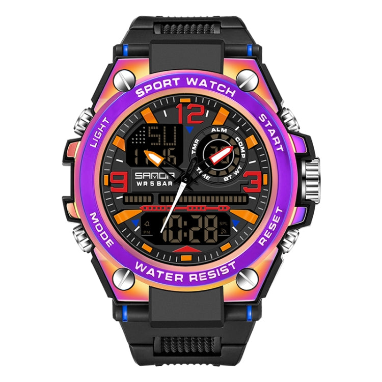 Montre de sport à quartz pour hommes SANDA avec double affichage numérique, chronomètre lumineux et réveil