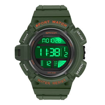 SANDA 2106 LED Digitalanzeige Leuchtender Wecker Herren Outdoor Sport Elektronische Uhr