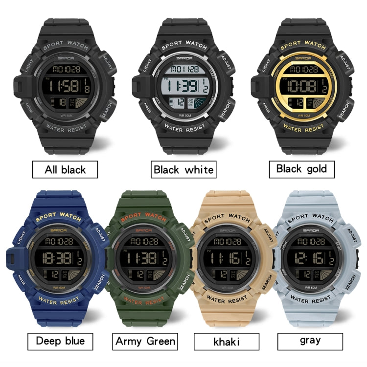 SANDA 2106 LED Digitalanzeige Leuchtender Wecker Herren Outdoor Sport Elektronische Uhr