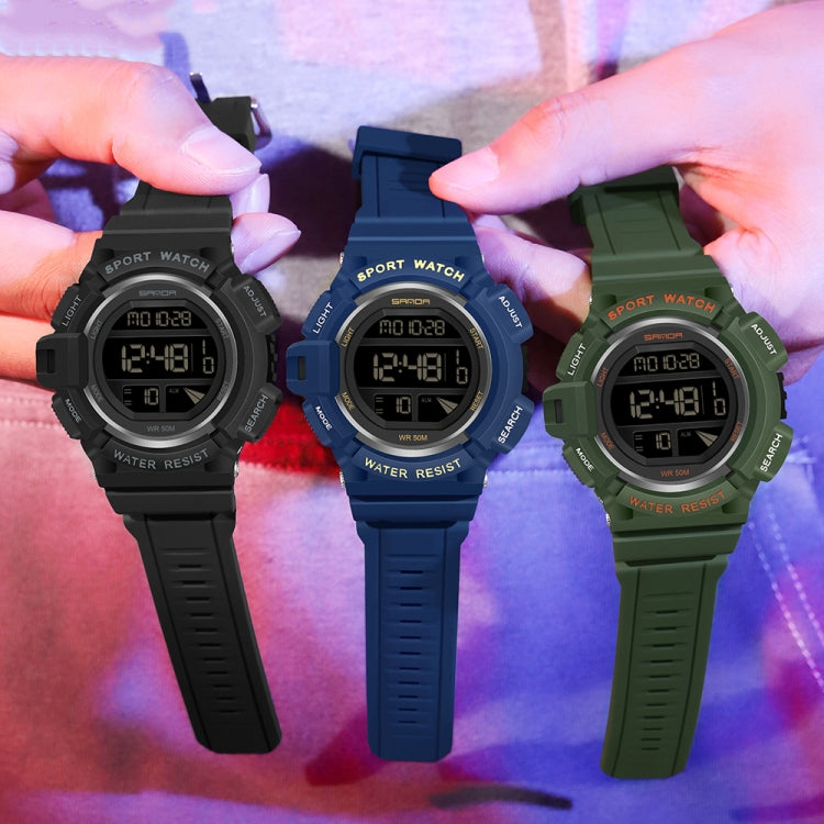 SANDA 2106 LED Digitalanzeige Leuchtender Wecker Herren Outdoor Sport Elektronische Uhr