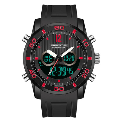 SANDA 3106 Dual Digital Display Men Outdoor Sports Luminous Shockproof Electronic Watch