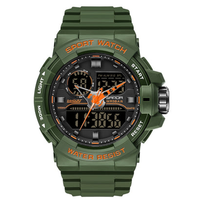 SANDA 6025 Dual Time Digital Display Luminous Calendar Waterproof Multifunctional Men Sports Quartz Watch