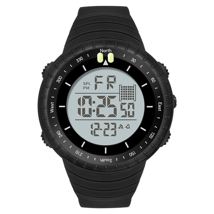 SANDA 6071 Montre électronique de sport multifonctionnelle pour homme avec écran numérique LED à trois compartiments, affichage lumineux et chronomètre.