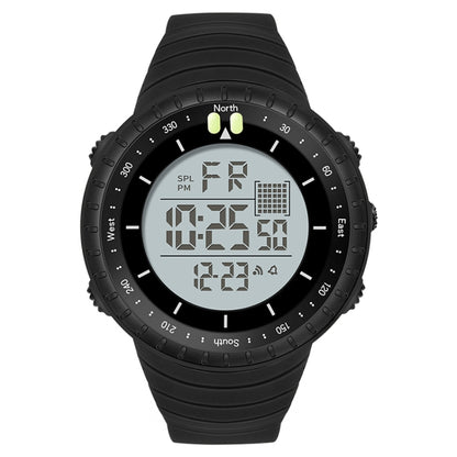 SANDA 6071 Montre électronique de sport multifonctionnelle pour homme avec écran numérique LED à trois compartiments, affichage lumineux et chronomètre.