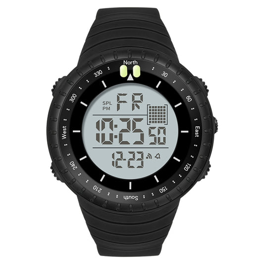 SANDA 6071 Montre électronique de sport multifonctionnelle pour homme avec écran numérique LED à trois compartiments, affichage lumineux et chronomètre.