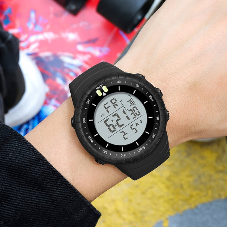 SANDA 6071 Montre électronique de sport multifonctionnelle pour homme avec écran numérique LED à trois compartiments, affichage lumineux et chronomètre.