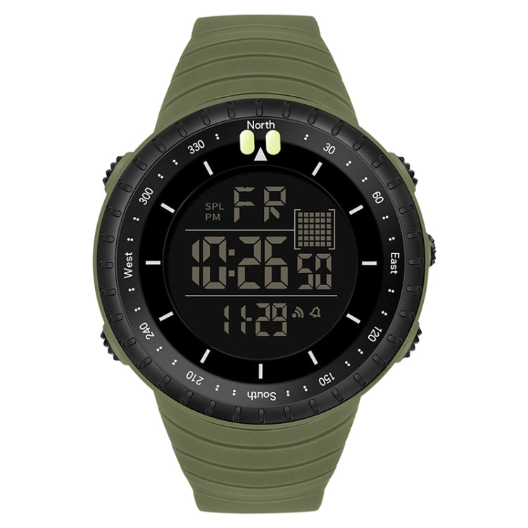 SANDA 6071 Montre électronique de sport multifonctionnelle pour homme avec écran numérique LED à trois compartiments, affichage lumineux et chronomètre.