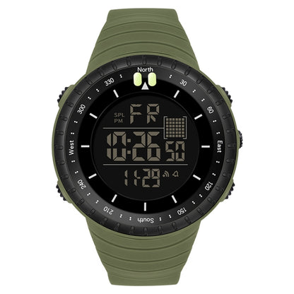 SANDA 6071 Montre électronique de sport multifonctionnelle pour homme avec écran numérique LED à trois compartiments, affichage lumineux et chronomètre.