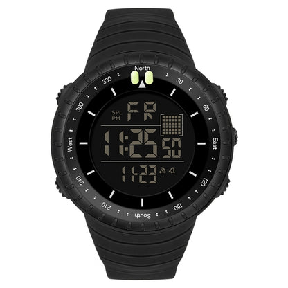 SANDA 6071 Montre électronique de sport multifonctionnelle pour homme avec écran numérique LED à trois compartiments, affichage lumineux et chronomètre.