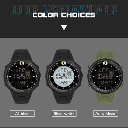 SANDA 6071 Montre électronique de sport multifonctionnelle pour homme avec écran numérique LED à trois compartiments, affichage lumineux et chronomètre.