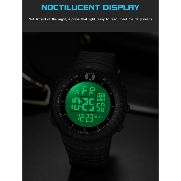 SANDA 6071 Montre électronique de sport multifonctionnelle pour homme avec écran numérique LED à trois compartiments, affichage lumineux et chronomètre.