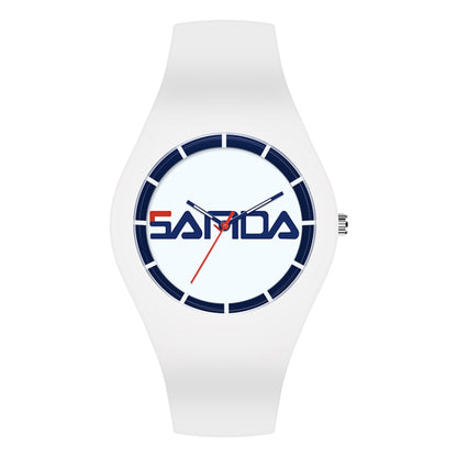 Montre à quartz SANDA 6076 pour femme, bracelet en silicone, cadran rond et simple