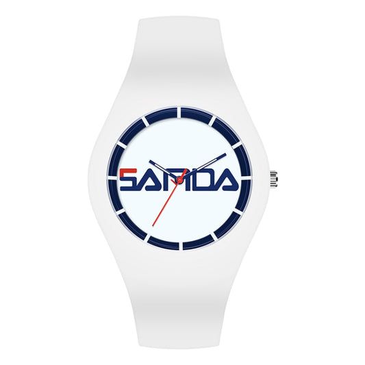 Montre à quartz SANDA 6076 pour femme, bracelet en silicone, cadran rond et simple