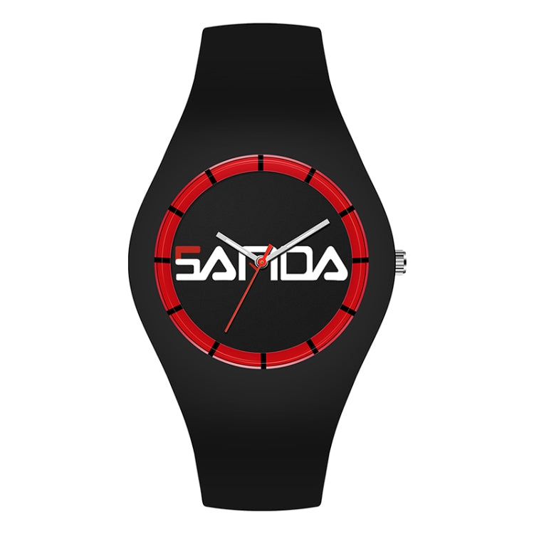 Montre à quartz SANDA 6076 pour femme, bracelet en silicone, cadran rond et simple