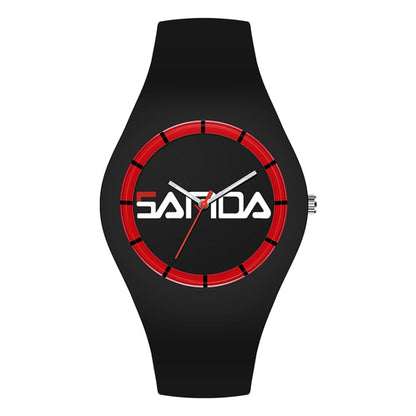 Montre à quartz SANDA 6076 pour femme, bracelet en silicone, cadran rond et simple