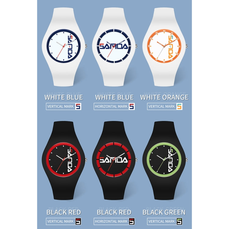Montre à quartz SANDA 6076 pour femme, bracelet en silicone, cadran rond et simple