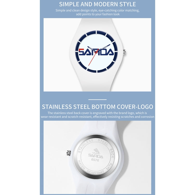 Montre à quartz SANDA 6076 pour femme, bracelet en silicone, cadran rond et simple