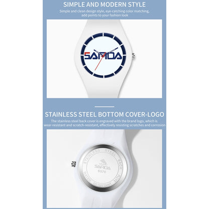 Montre à quartz SANDA 6076 pour femme, bracelet en silicone, cadran rond et simple