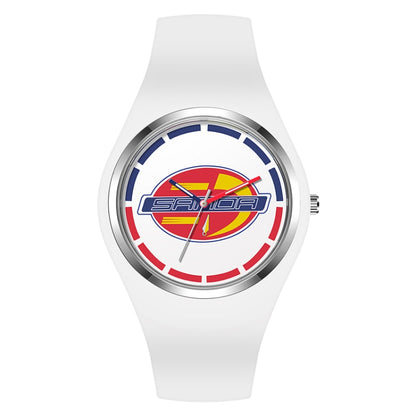 Montre à Quartz pour Femmes SANDA 6077, Cadran Rond à Icônes Simples, Bracelet en Silicone