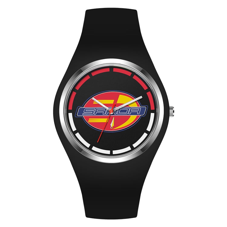 Montre à Quartz pour Femmes SANDA 6077, Cadran Rond à Icônes Simples, Bracelet en Silicone