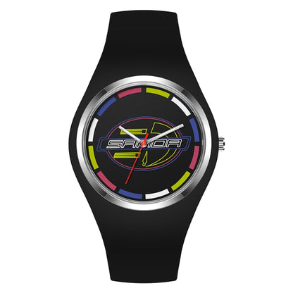 Montre à Quartz pour Femmes SANDA 6077, Cadran Rond à Icônes Simples, Bracelet en Silicone