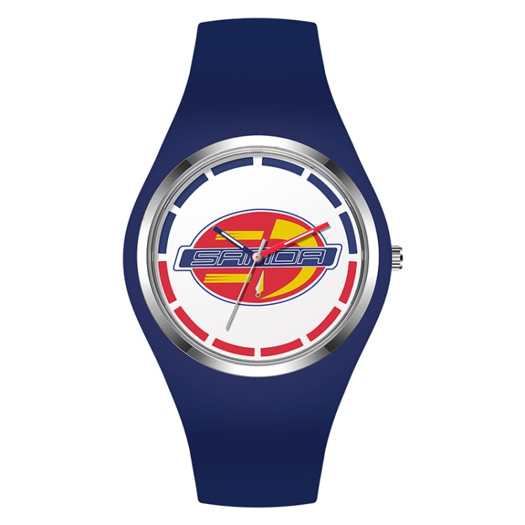 Montre à Quartz pour Femmes SANDA 6077, Cadran Rond à Icônes Simples, Bracelet en Silicone