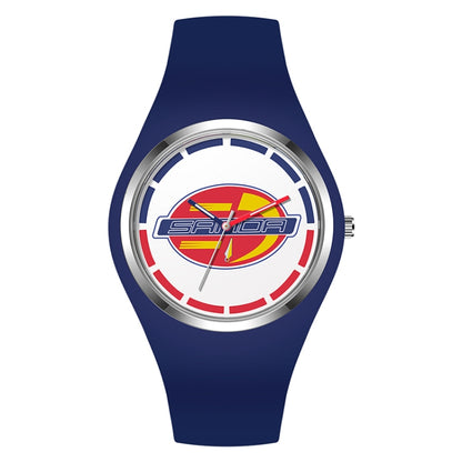 Montre à Quartz pour Femmes SANDA 6077, Cadran Rond à Icônes Simples, Bracelet en Silicone